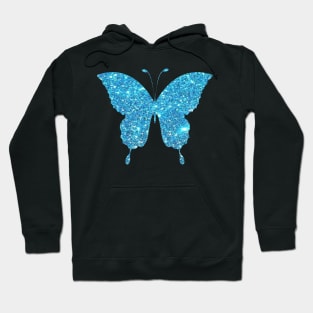 Blue Sky Faux Glitter Butterfly Hoodie